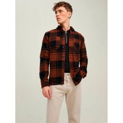 карирана,риза,мъжки,якета,jack,&,jones,logan,check,overshirt,brown,orange,(cinnamon,fit,comfort,fit)