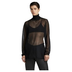 блуза,дамски,пуловери,дамски,плетени,дрехи,g,star,sheer,loose,high,neck,sweater,dark,black,(black)