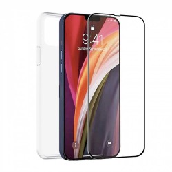 други,аксесоари,muvit,for,change,iphone,14,plus,screen,protector+,silicone,phone,case,clear,(black)