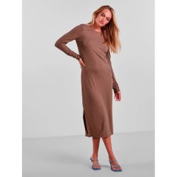рокля,дамски,поли,и,рокли,pieces,kylie,midi,long,sleeve,dress,fossil,(brown)