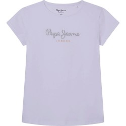 тениска,детски,тениски,pepe,jeans,hana,glitter,short,sleeve,t,shirt,purple,(white)