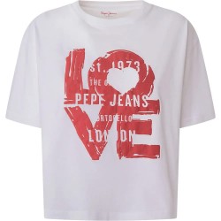 тениска,дамски,тениски,pepe,jeans,nicoletta,short,sleeve,t,shirt,red,(white)