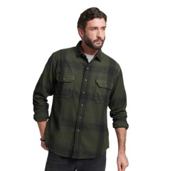 карирана,риза,мъжки,ризи,superdry,vintage,check,flannel,long,sleeve,shirt,green