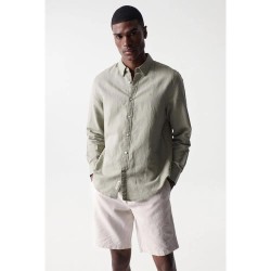 риза,с,дълъг,ръкав,мъжки,ризи,salsa,jeans,cotton,linnen,regular,fit,long,sleeve,shirt,green