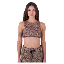 дамски,бански,костюми,hurley,max,leopard,high,neck,2,way,bikini,top,brown