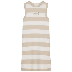 Дънки Calvin klein jeans Rib sleeveless dress - Beige (Bright White / Classic Beige) дънки,дамски,поли,и,рокли,calvin,klein,jeans,rib,sleeveless,dress,beige,(bright,white,classic,beige)