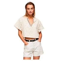 риза,с,къс,ръкав,дамски,блузи,дамски,ризи,pepe,jeans,priska,short,sleeve,shirt,beige