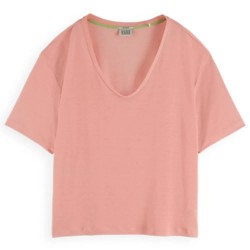 тениска,дамски,тениски,scotch,&,soda,soft,short,sleeve,v,neck,t,shirt,pink,(blush,peach)