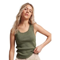 Тениска Superdry Vintage Lace Trim sleeveless T-shirt - Green (Dusty Olive Green) тениска,дамски,тениски,superdry,vintage,lace,trim,sleeveless,t,shirt,green,(dusty,olive,green)