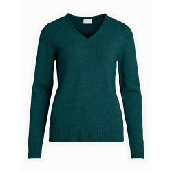 блуза,дамски,пуловери,дамски,плетени,дрехи,vila,ril,v,neck,sweater,green,(ponderosa,pine,detail,dark,melange)