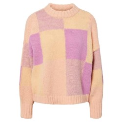 блуза,дамски,пуловери,дамски,плетени,дрехи,pieces,meysa,sweater,pink,(desert,mist,checks,flax,violet)