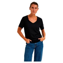тениска,дамски,тениски,selected,essential,short,sleeve,v,neck,t,shirt,black
