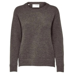 блуза,дамски,пуловери,дамски,плетени,дрехи,selected,lulu,sweater,beige,(medium,grey,melange)