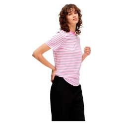 тениска,дамски,тениски,selected,my,essential,short,sleeve,t,shirt,cyclamen,stripes,bright,white,(pink)