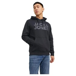 суичър,мъжки,пуловери,jack,&,jones,corp,logo,hoodie,black,print,large,print,w,black,(black)
