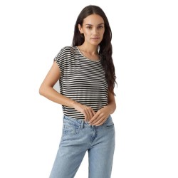 тениска,дамски,тениски,vero,moda,ava,plain,stripe,short,sleeve,t,shirt,black,stripes,pristine,(black)