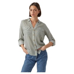риза,с,дълъг,ръкав,дамски,блузи,дамски,ризи,vero,moda,bumpy,new,long,sleeve,shirt,laurel,wreath,stripes,snow,white,(green)