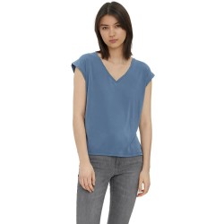 тениска,дамски,тениски,vero,moda,fill,short,sleeve,v,neck,t,shirt,china,blue,(blue)