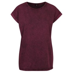 тениска,дамски,тениски,build,your,brand,acid,washed,extended,shoulder,short,sleeve,t,shirt,berry,black,(red)