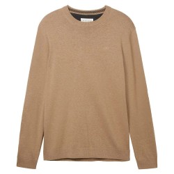 блуза,мъжки,пуловери,tom,tailor,1038426,basic,knit,sweater,hazel,brown,melange,(beige)
