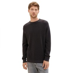 блуза,мъжки,пуловери,tom,tailor,1038612,structured,knit,sweater,grey,(black,grey,melange)