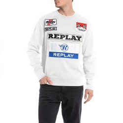 блуза,мъжки,пуловери,replay,m6718,.000.22890cs,sweatshirt,white,(chalk)