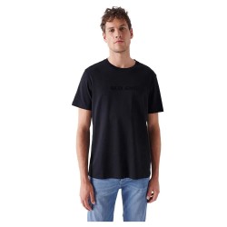 тениска,мъжки,тениски,salsa,jeans,plain,brading,short,sleeve,t,shirt,black,(black)