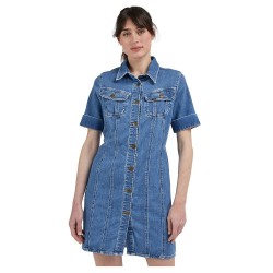 рокля,дамски,поли,и,рокли,lee,rider,dress,short,sleeve,midi,dress,blue