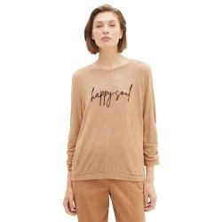 тениска,дамски,тениски,tom,tailor,1038170,cosy,wording,3,4,sleeve,t,shirt,beige,(blush,mahogany,melange)