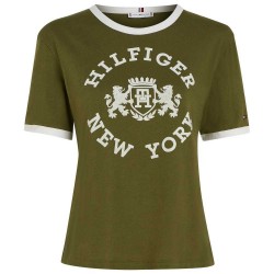 тениска,дамски,тениски,tommy,hilfiger,varsity,flock,regular,fit,short,sleeve,t,shirt,green