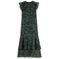 рокля,дамски,поли,и,рокли,scotch,&,soda,flounce,sleeveless,midi,dress,feather,bottle,green,(green)