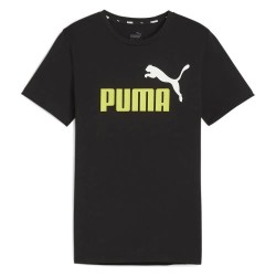 тениска,детски,тениски,puma,ess+,2,col,logo,short,sleeve,t,shirt,black,lime,sheen,(black)