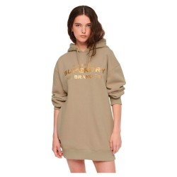 рокля,дамски,поли,и,рокли,superdry,luxe,metallic,logo,hood,long,sleeve,short,dress,grey