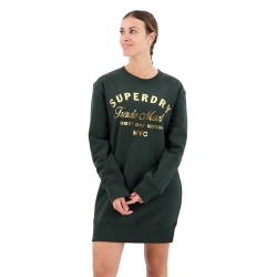 Рокля Superdry Luxe Metallic Logo long sleeve short dress - Green (Academy Dark Green) рокля,дамски,поли,и,рокли,superdry,luxe,metallic,logo,long,sleeve,short,dress,green,(academy,dark,green)