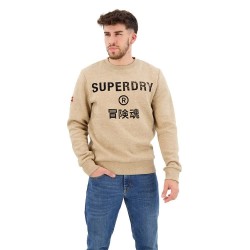 блуза,мъжки,пуловери,superdry,workwear,logo,vintage,sweatshirt,beige,(tan,brown,fleck,marl)