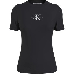 тениска,дамски,тениски,calvin,klein,jeans,monologo,slim,fit,short,sleeve,t,shirt,black