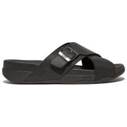 Fitflop Surfer Buckle Nubuck Cross slides - Black (Black) мъжки,джапанки,и,чехли,fitflop,surfer,buckle,nubuck,cross,slides,black,(black)