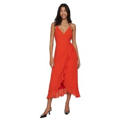 Рокля Vila Grapilla Singlet sleeveless midi dress - Orange (Tigerlily) рокля,дамски,поли,и,рокли,vila,grapilla,singlet,sleeveless,midi,dress,orange,(tigerlily)