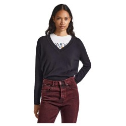 блуза,дамски,пуловери,дамски,плетени,дрехи,pepe,jeans,donna,v,neck,sweater,black
