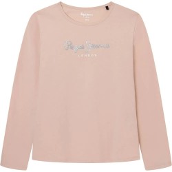тениска,детски,тениски,pepe,jeans,hana,glitter,long,sleeve,t,shirt,pink,(ash,rose)
