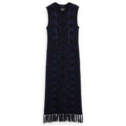рокля,дамски,поли,и,рокли,scotch,&,soda,fringe,hem,sleveless,long,dress,blue