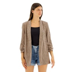 сако,дамски,сака,pieces,boss,3,4,printed,blazer,silver,mink,aop,houndstooth,(brown)