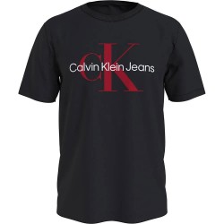 Тениска Calvin klein jeans Core Monologo Slim short sleeve T-shirt - Red (Ck Black / Salsa) тениска,мъжки,тениски,calvin,klein,jeans,core,monologo,slim,short,sleeve,t,shirt,red,(ck,black,salsa)