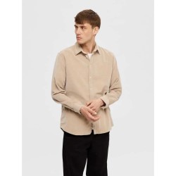 риза,с,дълъг,ръкав,мъжки,ризи,selected,regowen,cord,long,sleeve,shirt,beige