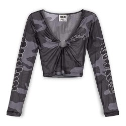 тениска,дамски,тениски,grimey,tusker,temple,micro,mesh,crop,long,sleeve,v,neck,t,shirt,grey,(black)