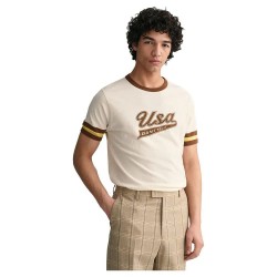 тениска,мъжки,тениски,gant,usa,fancy,short,sleeve,t,shirt,beige,(cream)