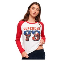 тениска,дамски,тениски,superdry,vintage,americana,long,sleeve,round,neck,t,shirt,red