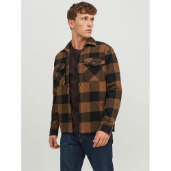 карирана,риза,мъжки,якета,jack,&,jones,roy,check,overshirt,brown,(elmwood,checks,comfort,fit)