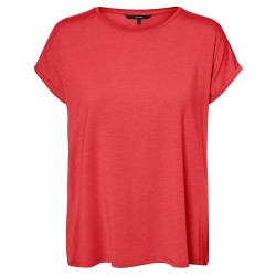 тениска,дамски,тениски,vero,moda,ava,plain,short,sleeve,t,shirt,cayenne,(red)