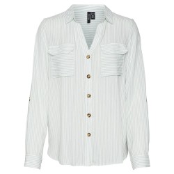 риза,с,дълъг,ръкав,дамски,блузи,дамски,ризи,vero,moda,bumpy,long,sleeve,shirt,silt,green,stripes,snow,white,(white)